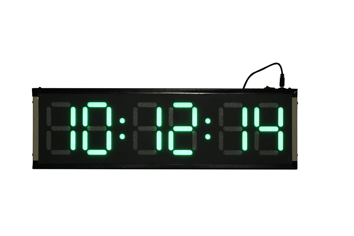 Skylink Metal Green LED Display, GPS Controlled, 6-Digit Jumbo Large Wall Clock with Antenna, (HH:MM:SS, Height 8 inch, 200mm)