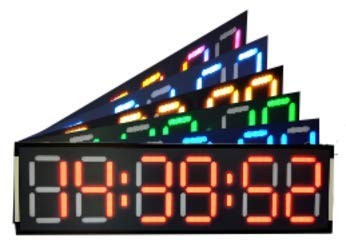 SKYLINK Jumbo Large GPS Digital Wall Clock with Antenna, 6-in-1 Changeable Color (R/G/B/O/W and Dynamic) LED Display, GPS Controlled, 6-Digit (HH:MM:SS), 6 inch (150 mm) Digit Height