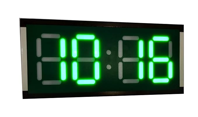Skylink Metal Abstract Large Digital Wall Clock, Green LED Display