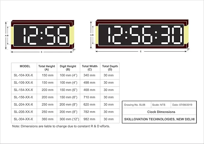 Skylink Jumbo LED Digital Wall Clock — RTC, 4 Digit — SL-104-IN-W